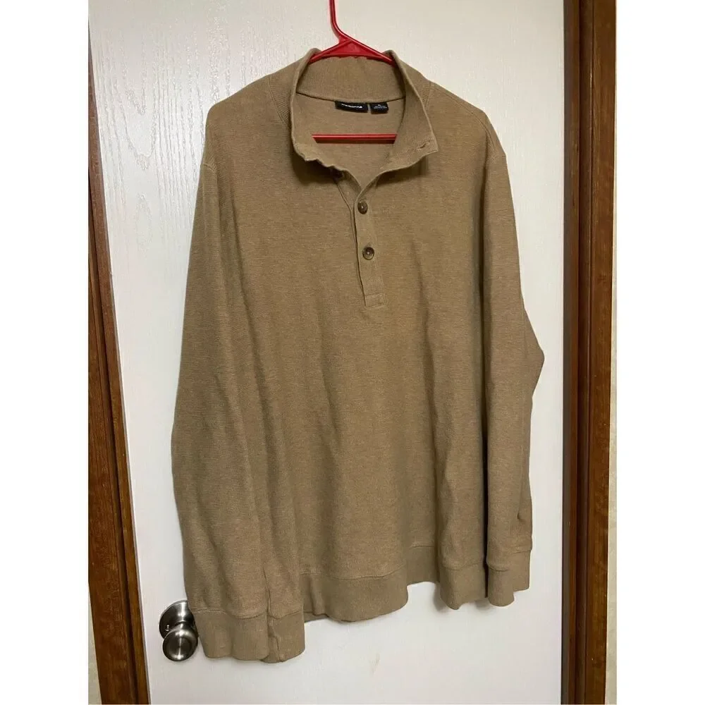 Liz Claiborne Light Brown Half Button Sweater Pullover Size XL